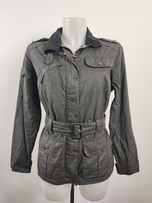 Barbour Giacca corta nera cerata Flyweight Amelia Medium Tg. 42 Black Wax Flyweight Amelia Uk12