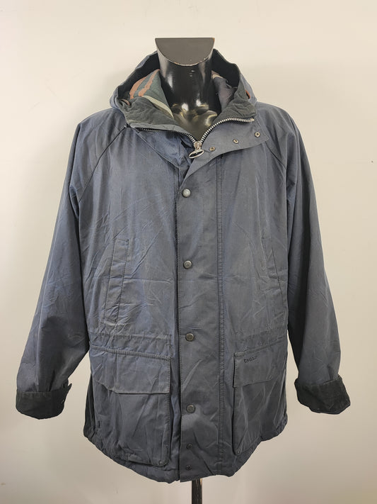 Parka Barbour uomo Blu cerato XXLarge - Navy Man Dennon wax jacket with hood size XXL