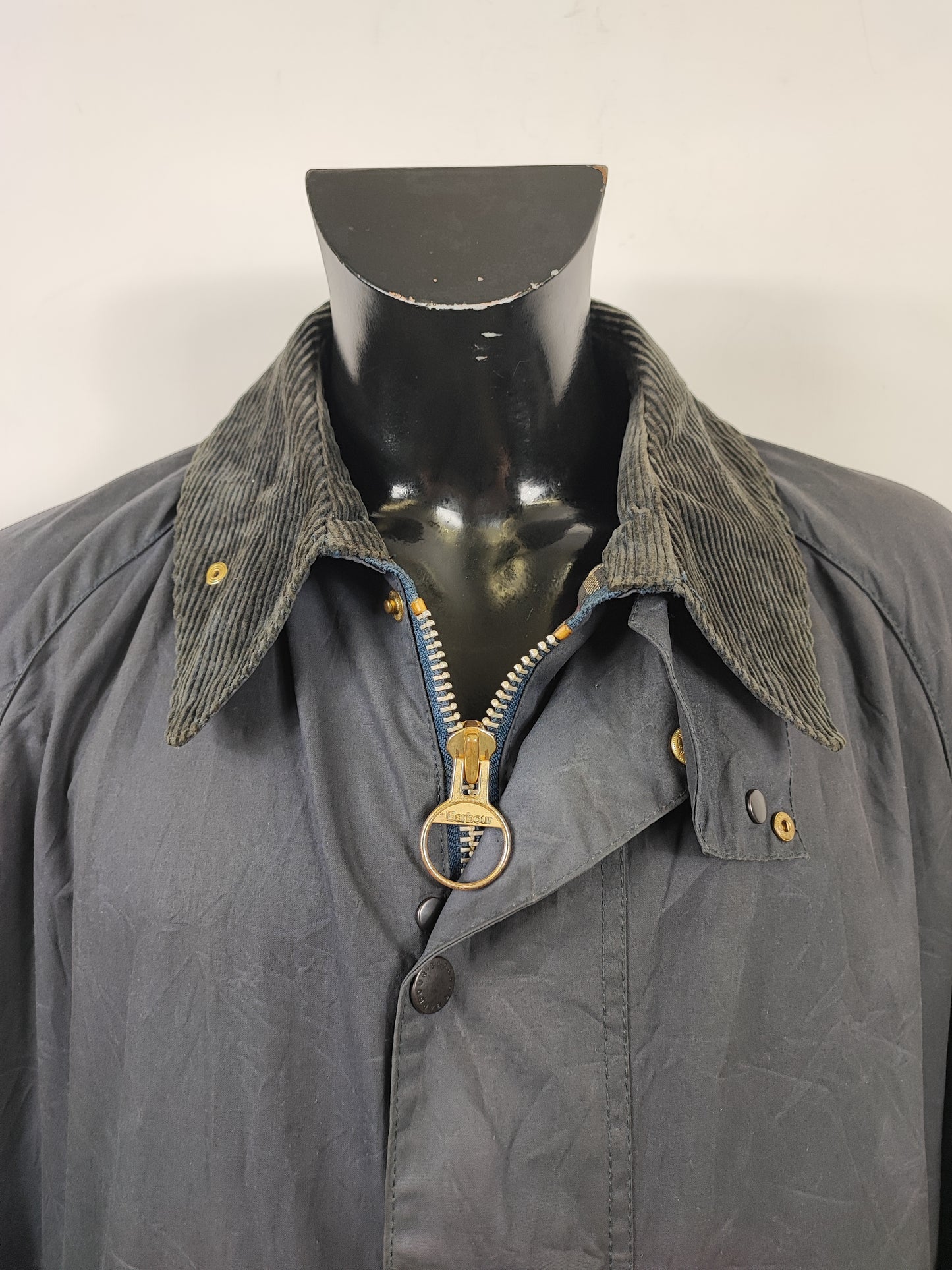 Barbour Giacca Beaufort vintage blu C46/117cm - Navy Man Vintage Beaufort Waxed jacket XL