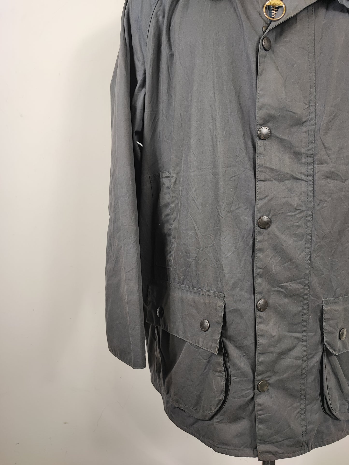 Barbour Giacca Beaufort vintage blu C46/117cm - Navy Man Vintage Beaufort Waxed jacket XL