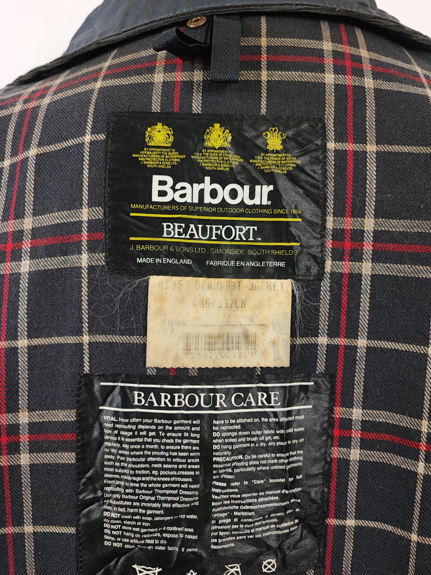 Barbour Giacca Beaufort vintage blu C46/117cm - Navy Man Vintage Beaufort Waxed jacket XL