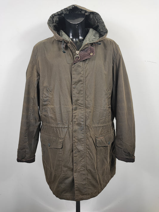 Parka Barbour uomo verde cerato Catton XXLarge - Green Man Catton wax jacket with hood size XXL