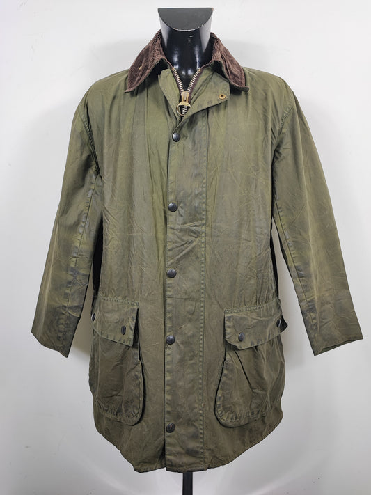 Barbour Border verde cotone Cerato C42/107 cm Green Border Wax Vintage Coat Size Large