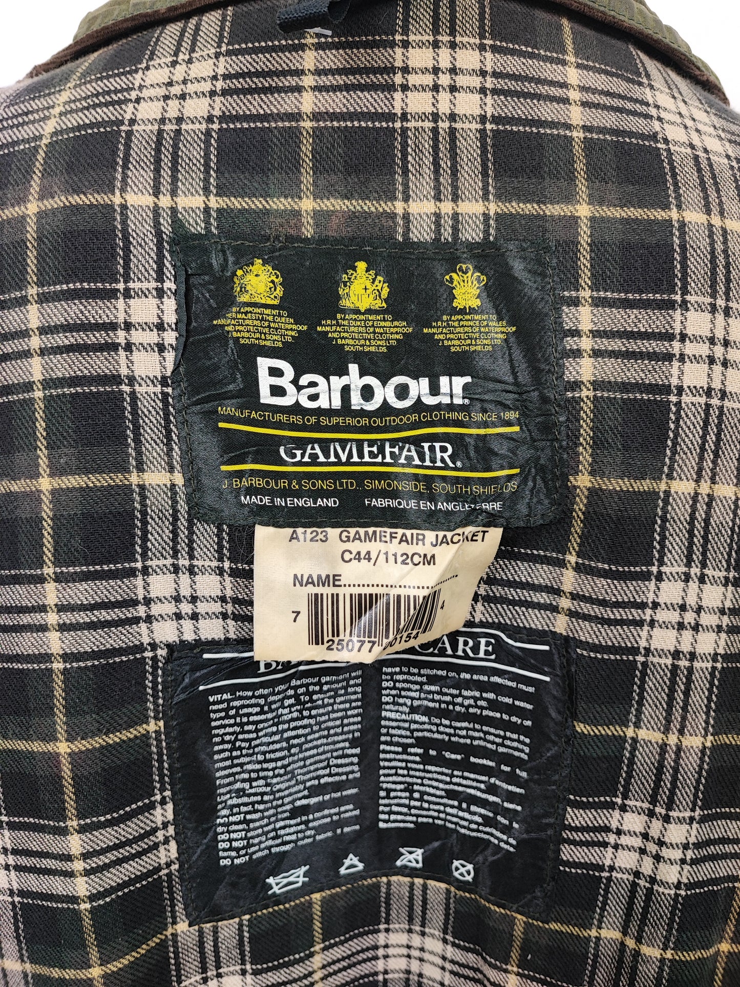 Barbour Gamefair Verde cerato C44/112 cm Man Vintage Green Wax Gamefair Jacket c44 Large