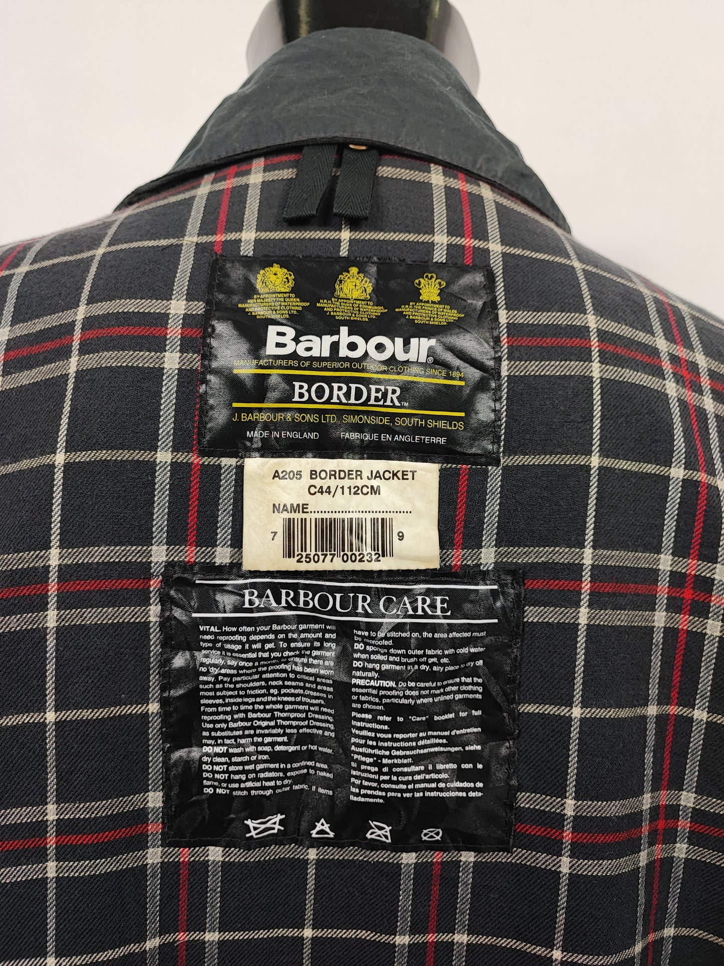 Barbour Uomo Border vintage Blu Cerato C44/112cm Man Navy Border Wax Coat Large L/XLarge