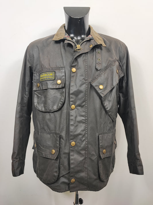 Giacca Barbour International Nero A7 C38/97 cm Man Black motorcycle waxed Jacket Size Medium