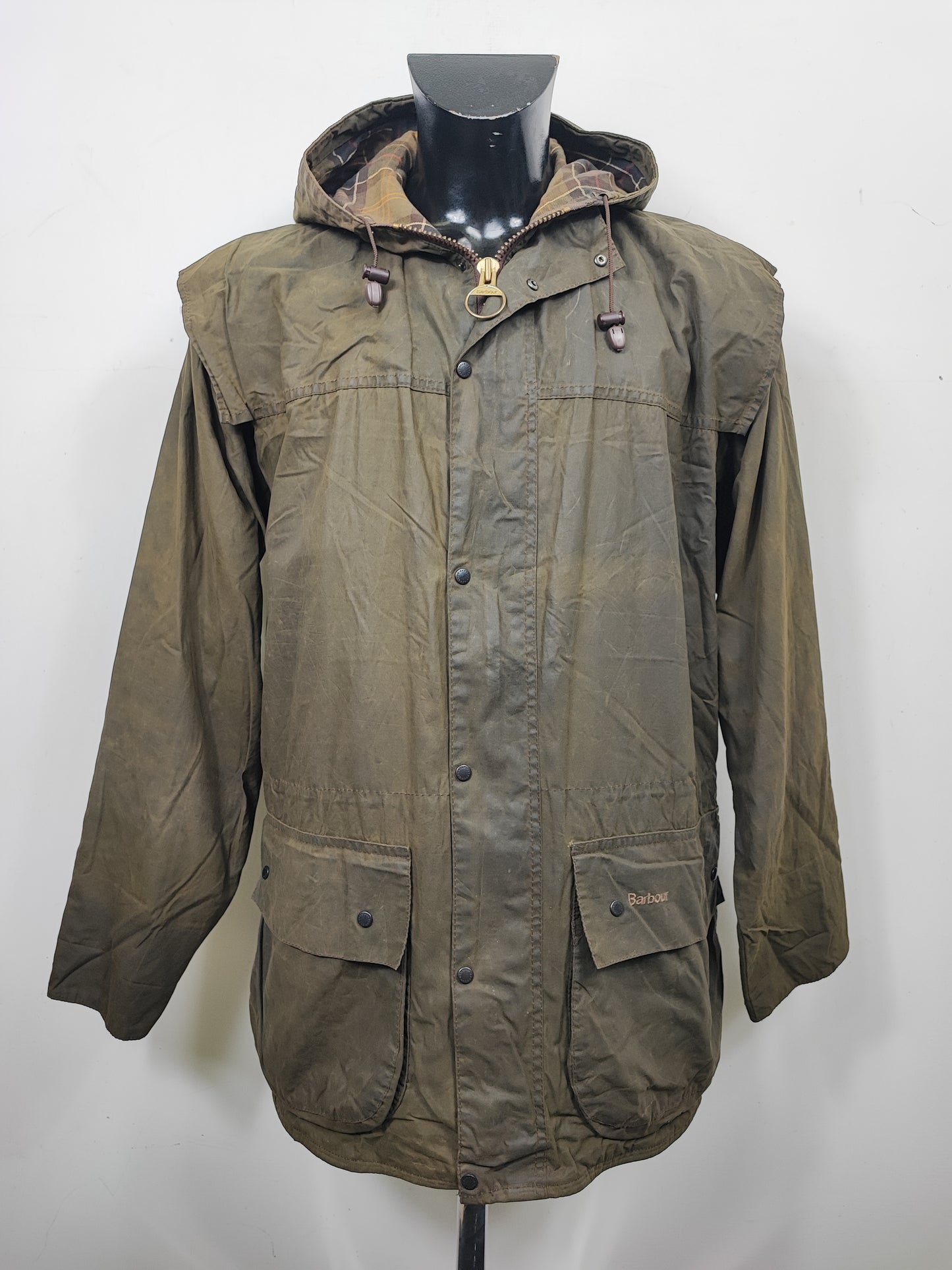 Barbour Classic Durham verde con cappuccio C40/102 cm Olive Hooded waxed durham Medium