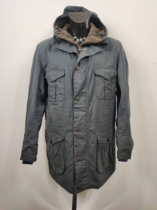 Parka Barbour cerato Blu imbottito Medium- Man Oakum wax navy jacket size M with hood