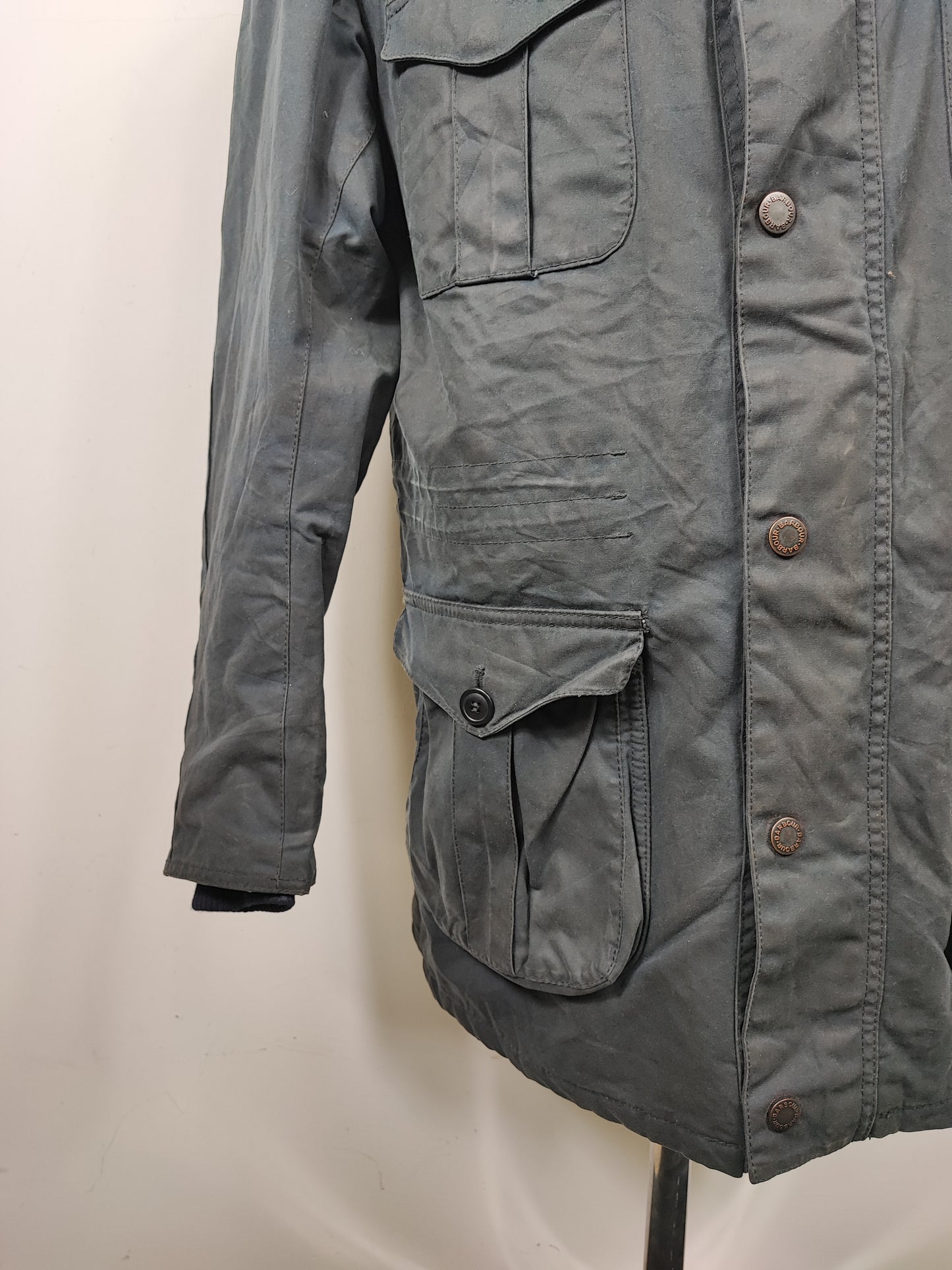 Parka Barbour cerato Blu imbottito Medium- Man Oakum wax navy jacket size M with hood