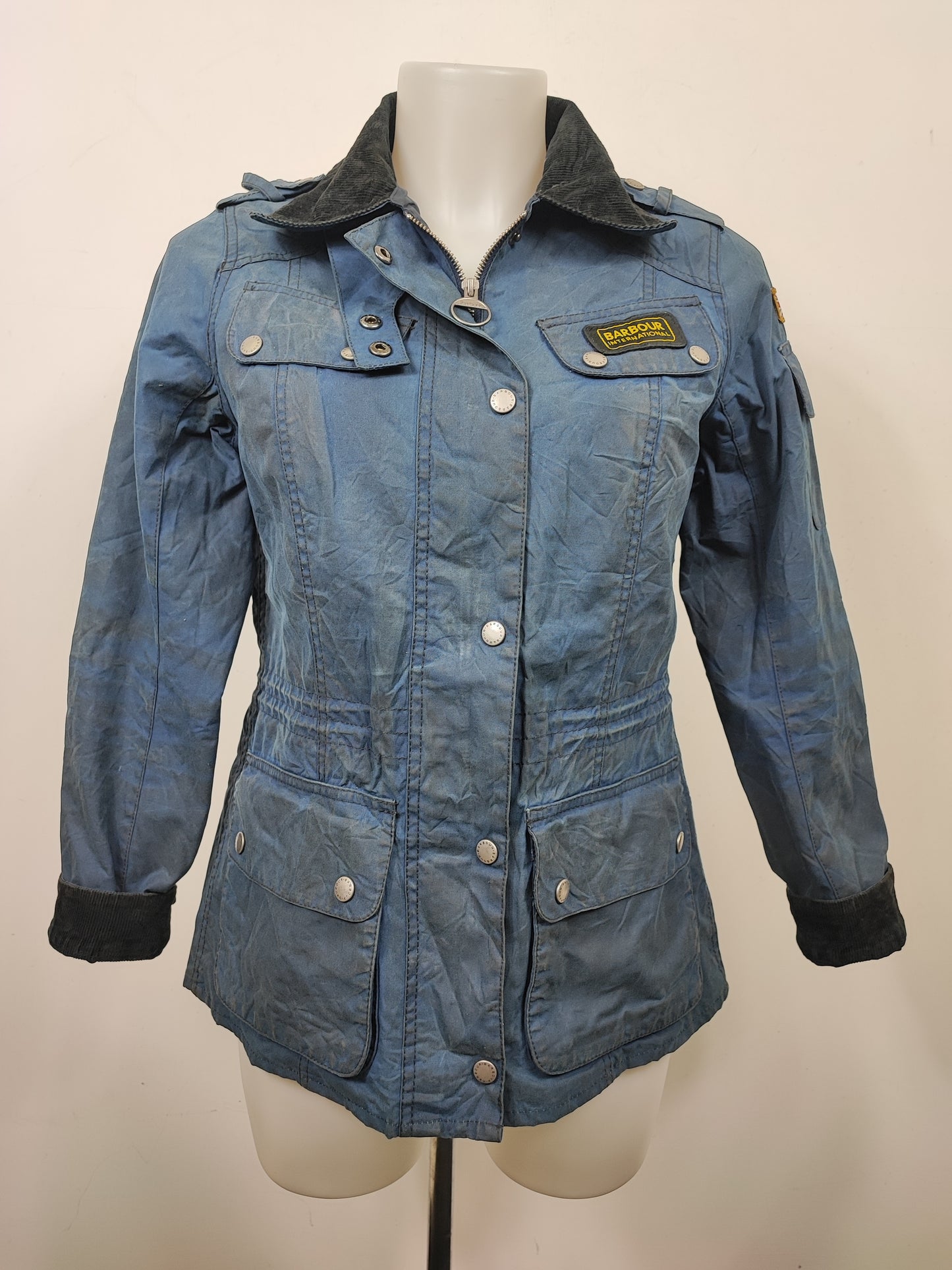 Giacca Barbour International Blu Donna Small UK10 -Lady International Blue Jacket UK10 Size S