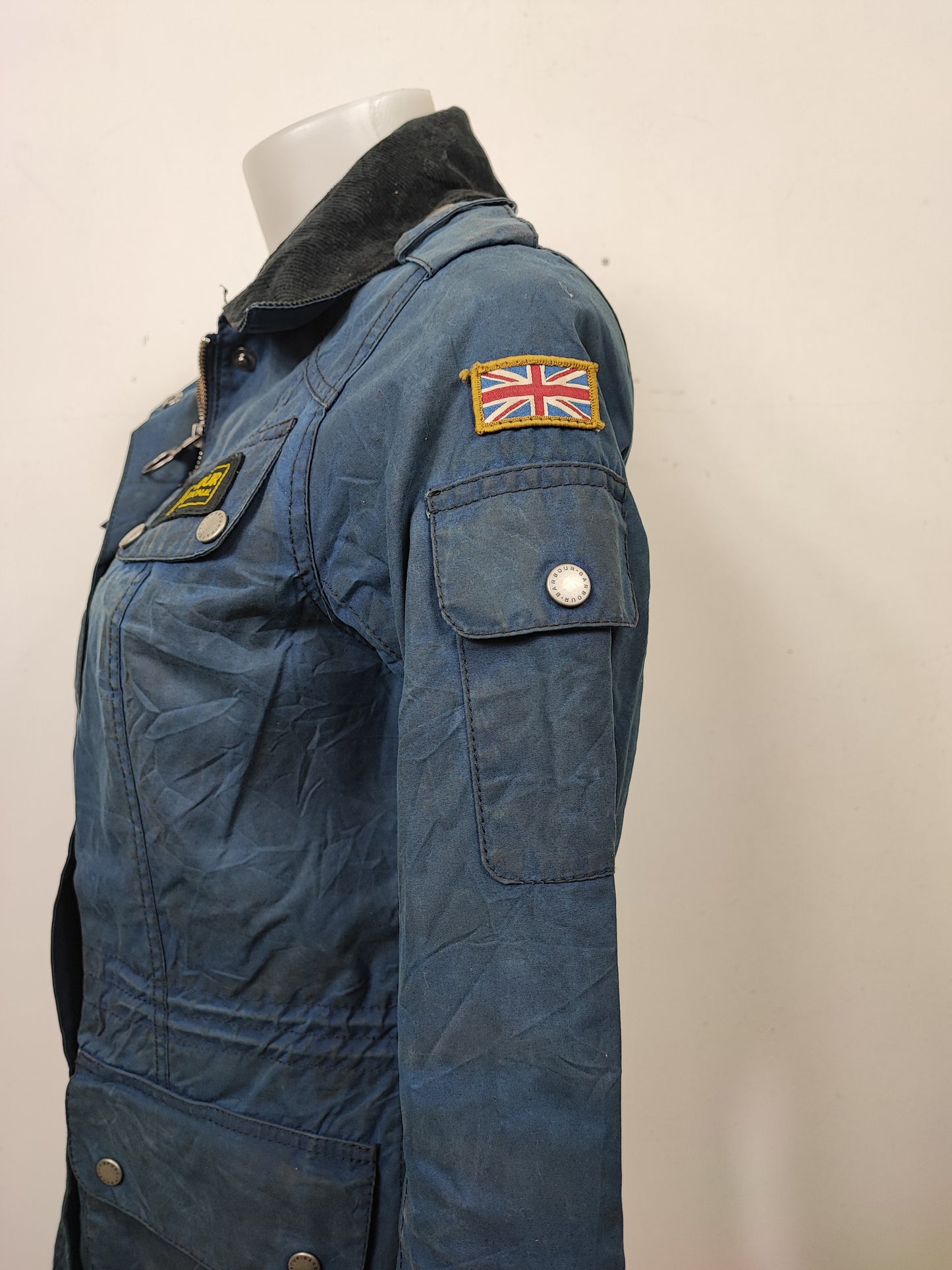 Giacca Barbour International Blu Donna Small UK10 -Lady International Blue Jacket UK10 Size S