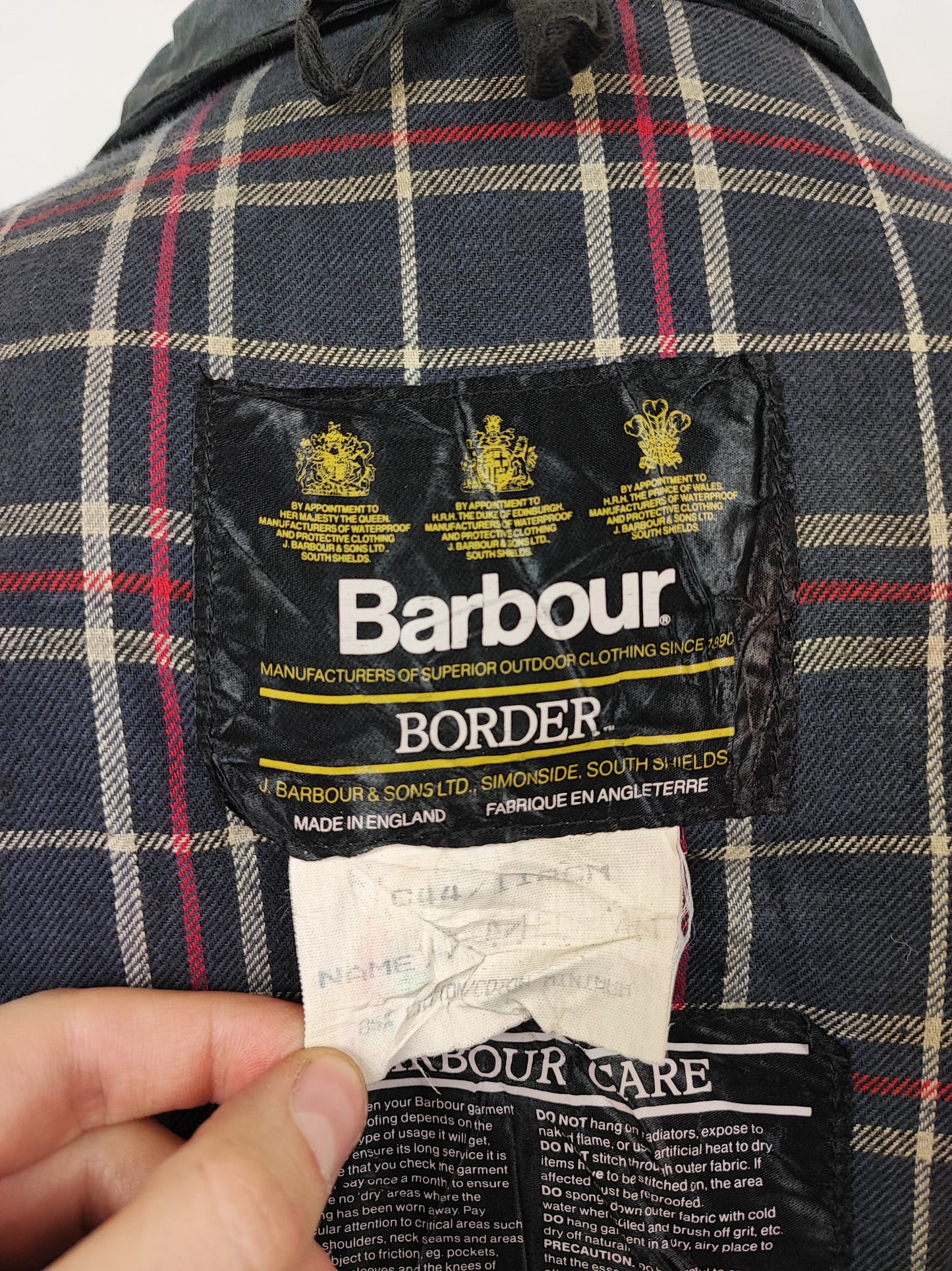 Barbour Uomo Border vintage Blu Cerato C44/112cm Navy Border Wax Coat Large XLarge