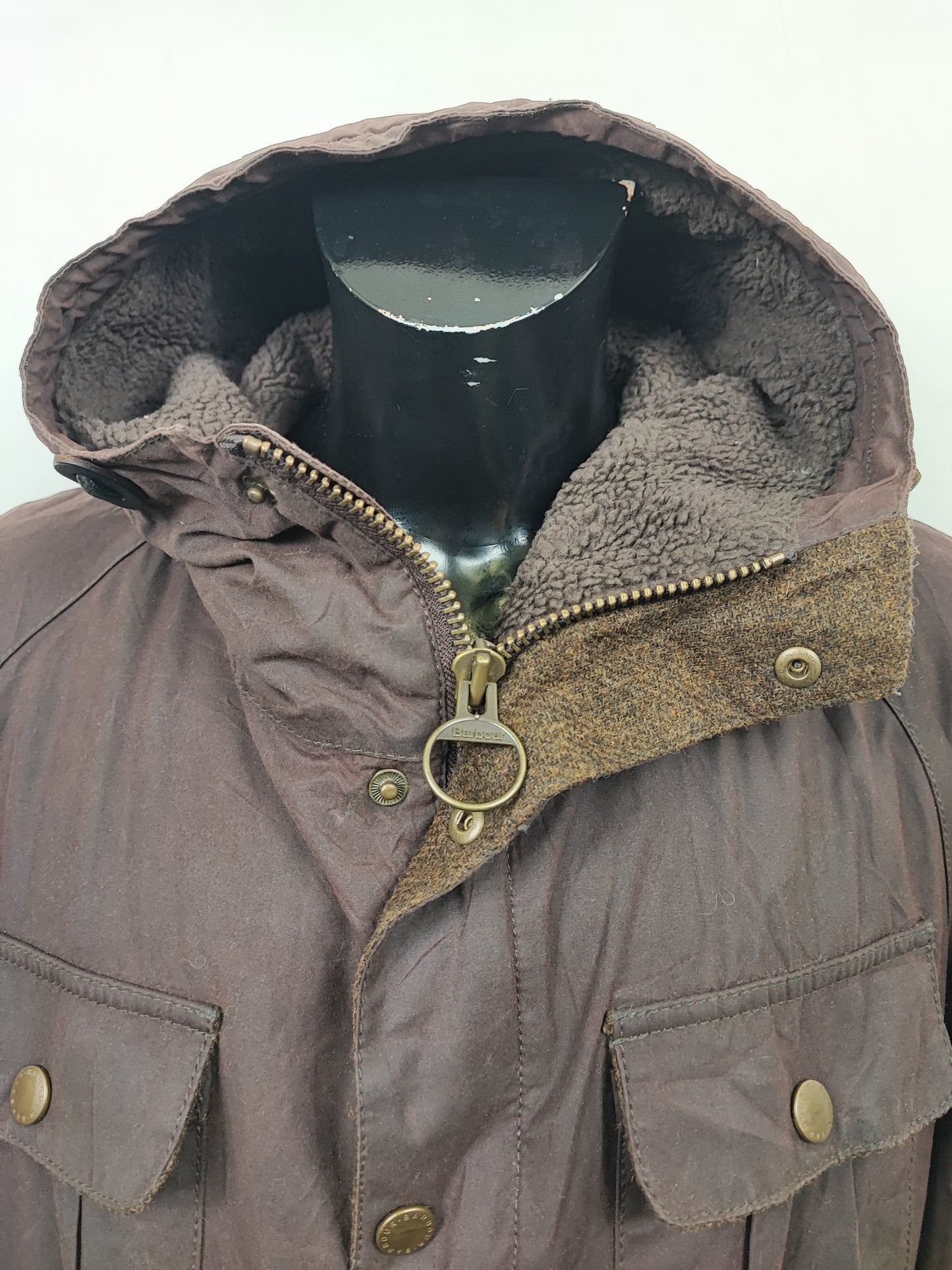 Parka Barbour cerato marrone imbottito Large- Man Northolt wax brown jacket size L with hood