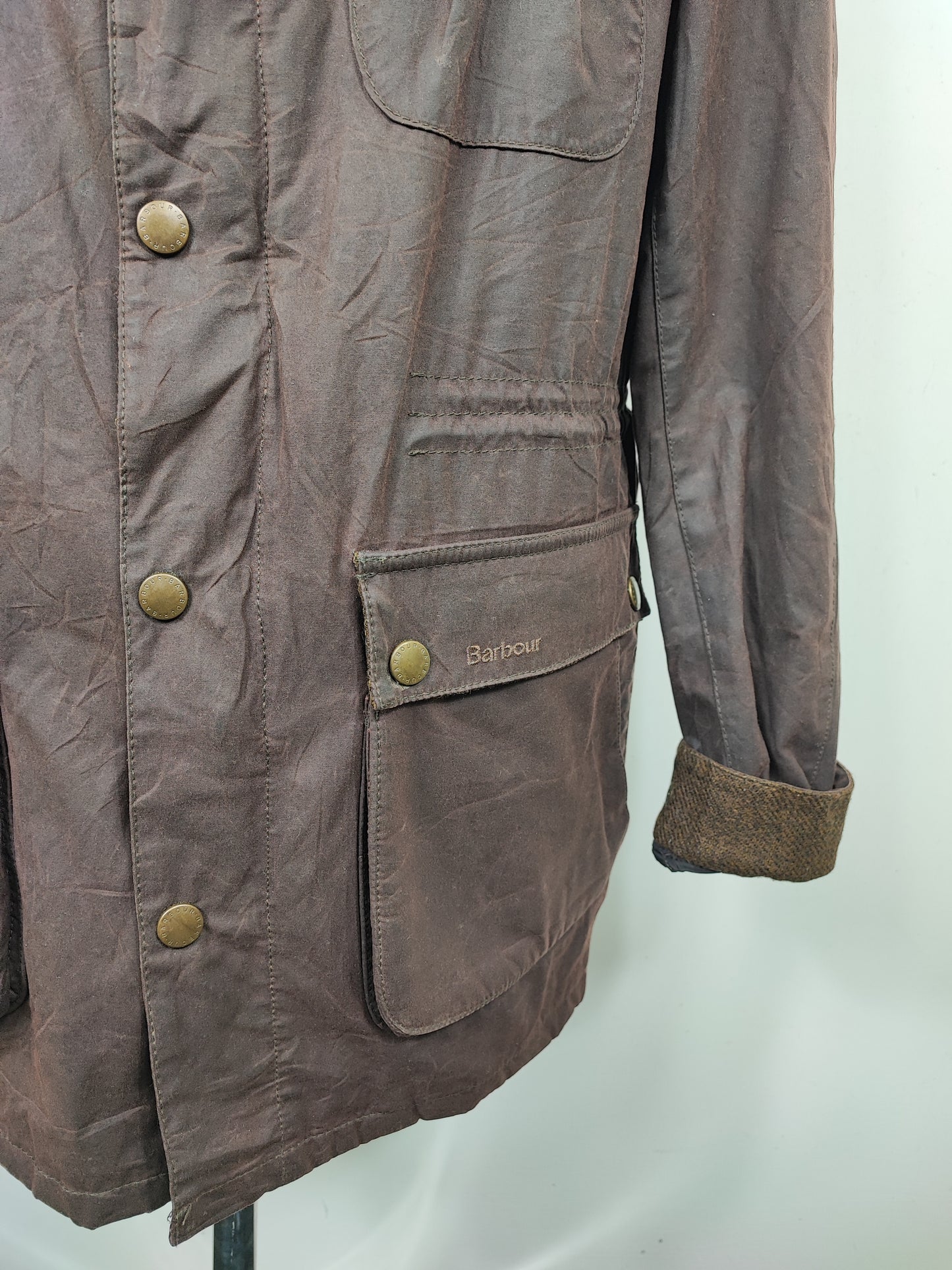 Parka Barbour cerato marrone imbottito Large- Man Northolt wax brown jacket size L with hood