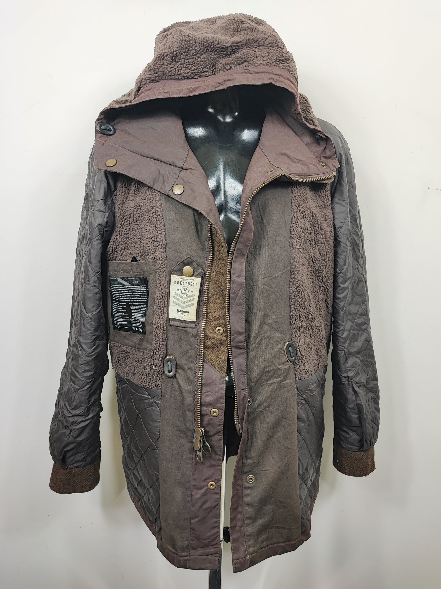 Parka Barbour cerato marrone imbottito Large- Man Northolt wax brown jacket size L with hood