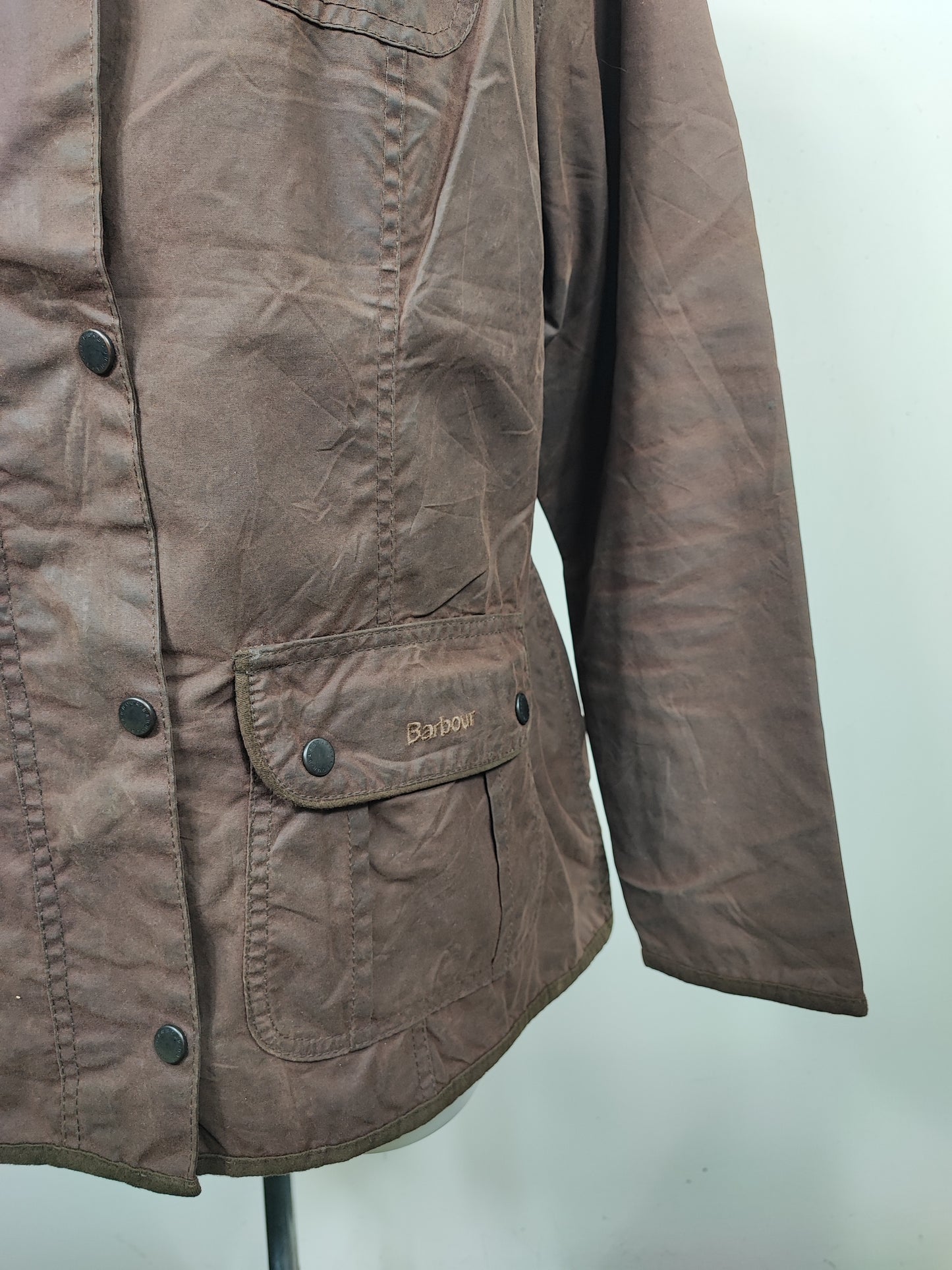 Barbour Giacca corta marrone unisex Utility Tg. 48 Lady Brown Utility wax Jacket size uk18