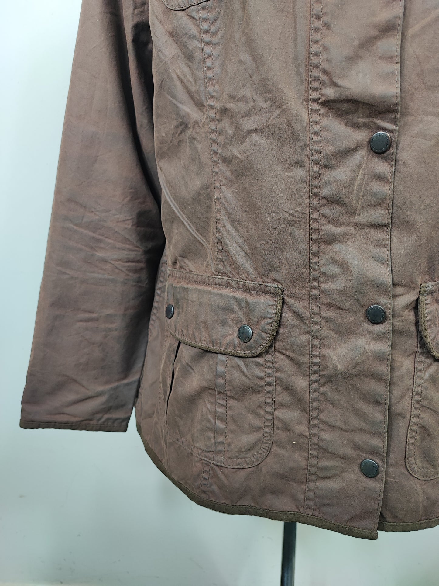 Barbour Giacca corta marrone unisex Utility Tg. 48 Lady Brown Utility wax Jacket size uk18