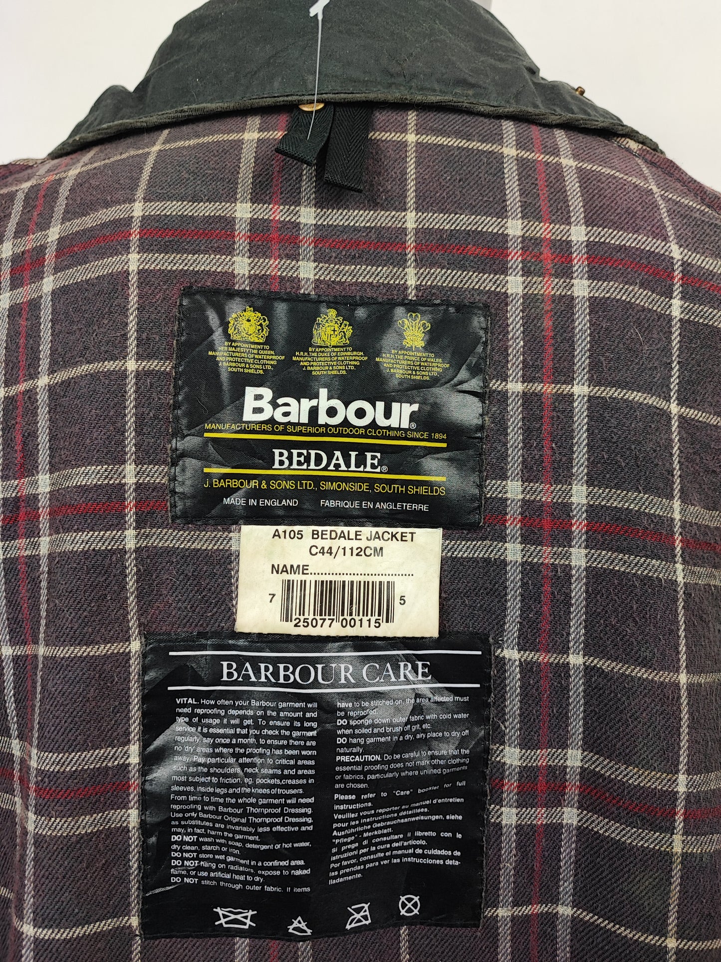 Barbour Bedale Uomo Vintage Blu C44/112 cm Man Bedale waxed Navy jacket Size Large