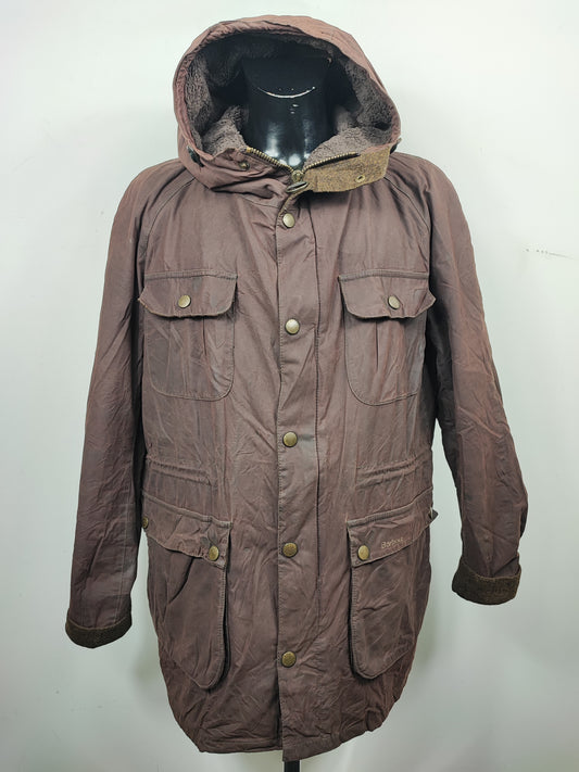 Parka Barbour cerato marrone imbottito XLarge- Man Northolt wax brown jacket size XL with hood