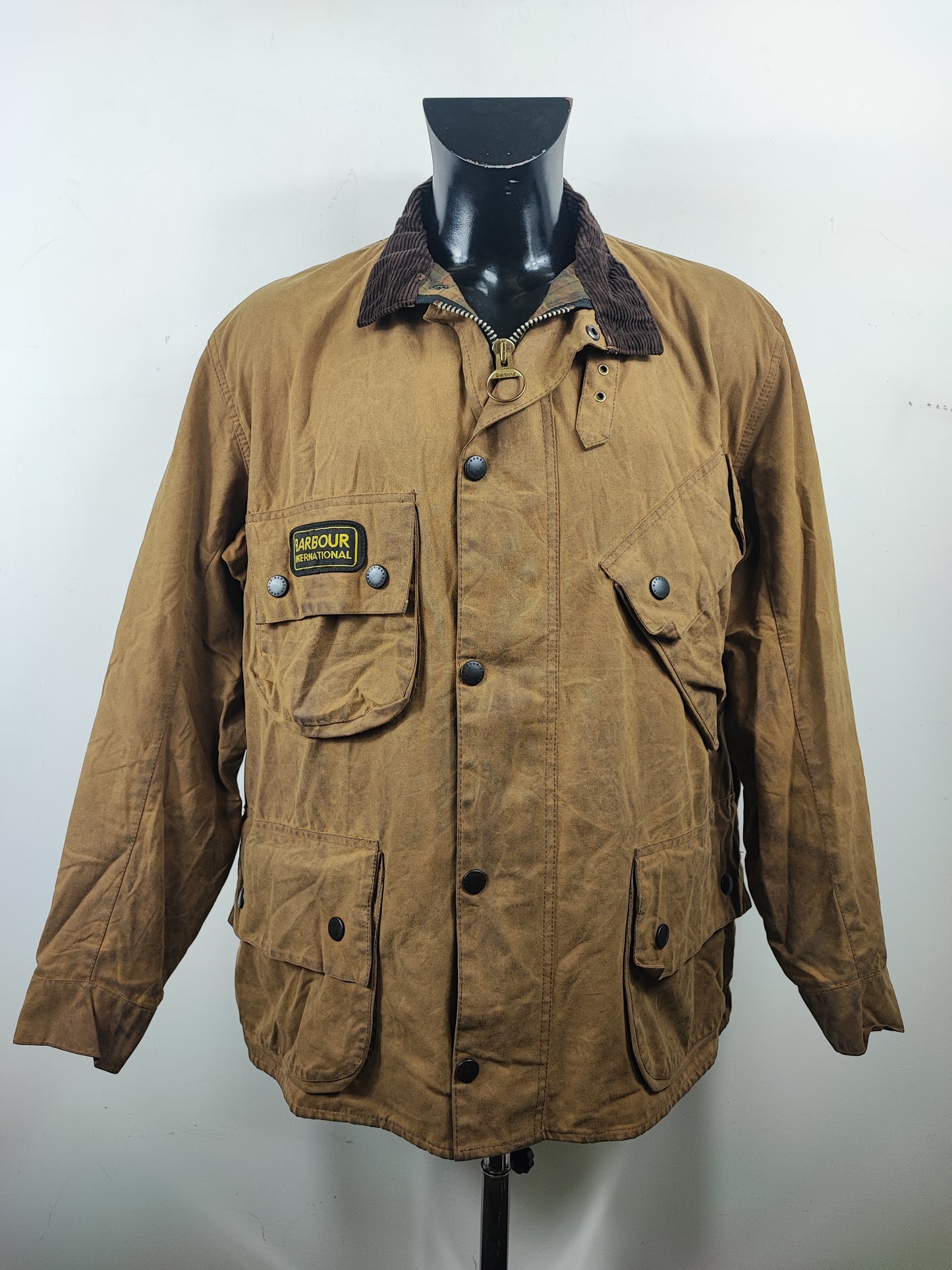 Giacca Barbour International Vintage Beige A7 C46/117 cm - Barbour International A7 Sandstone Jacket Size XL