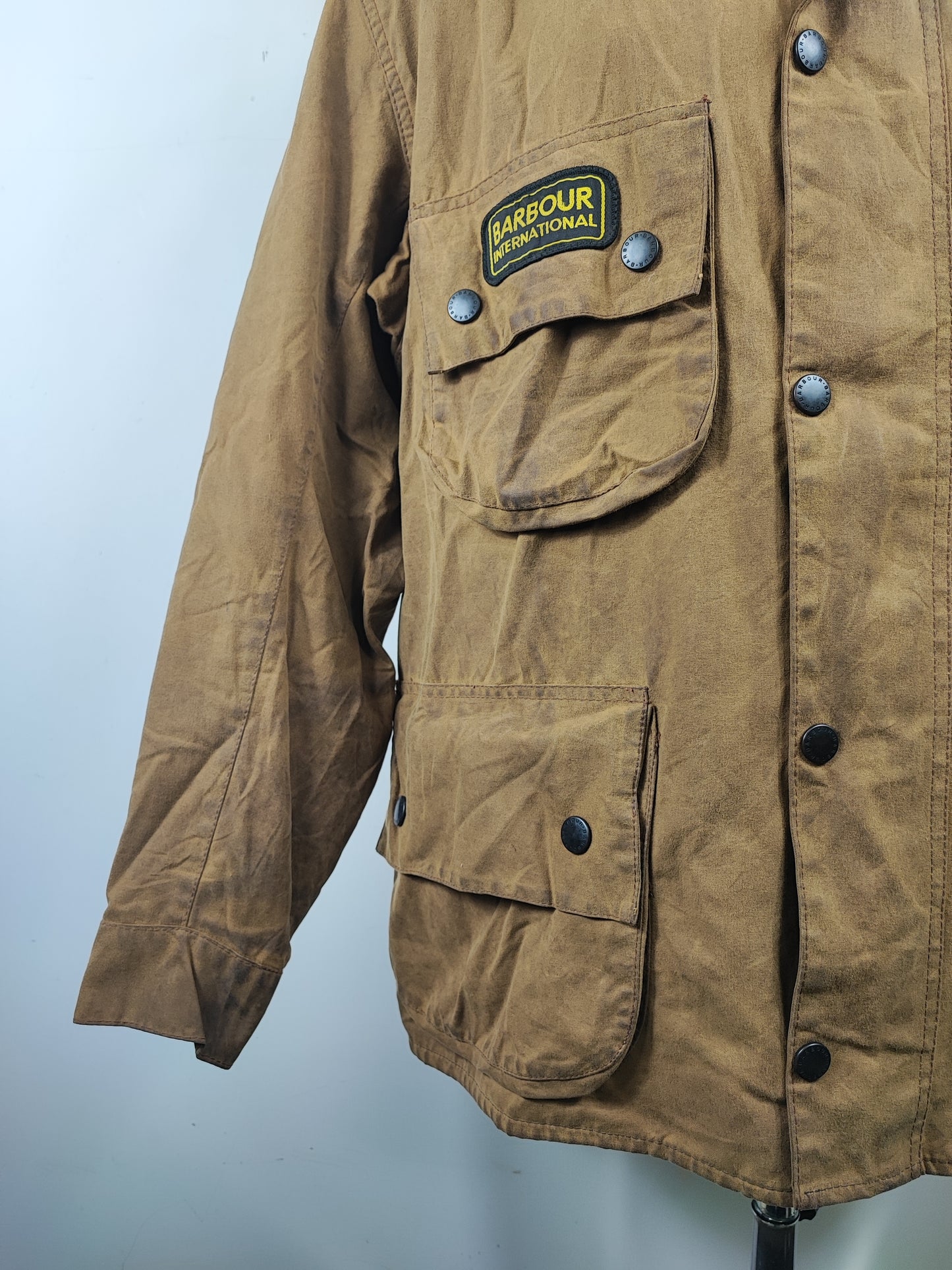 Giacca Barbour International Vintage Beige A7 C46/117 cm - Barbour International A7 Sandstone Jacket Size XL