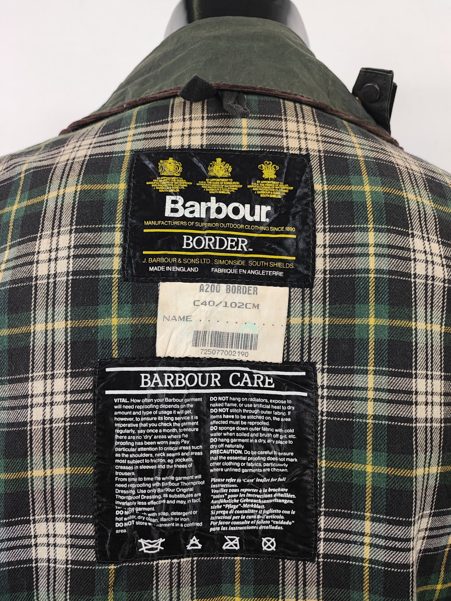 Barbour unisex Border verde cotone Cerato C40/102cm  Navy Border Coat Size Medium C40