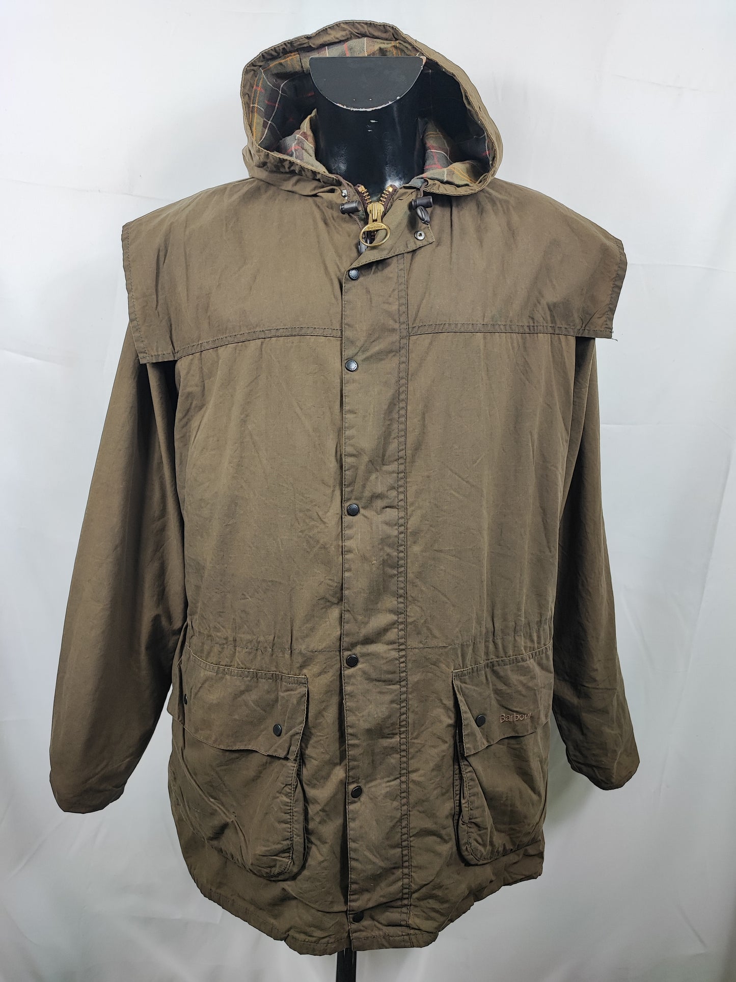 Barbour Classic Durham verde con cappuccio C46/117 cm Olive Hooded waxed durham Size XL