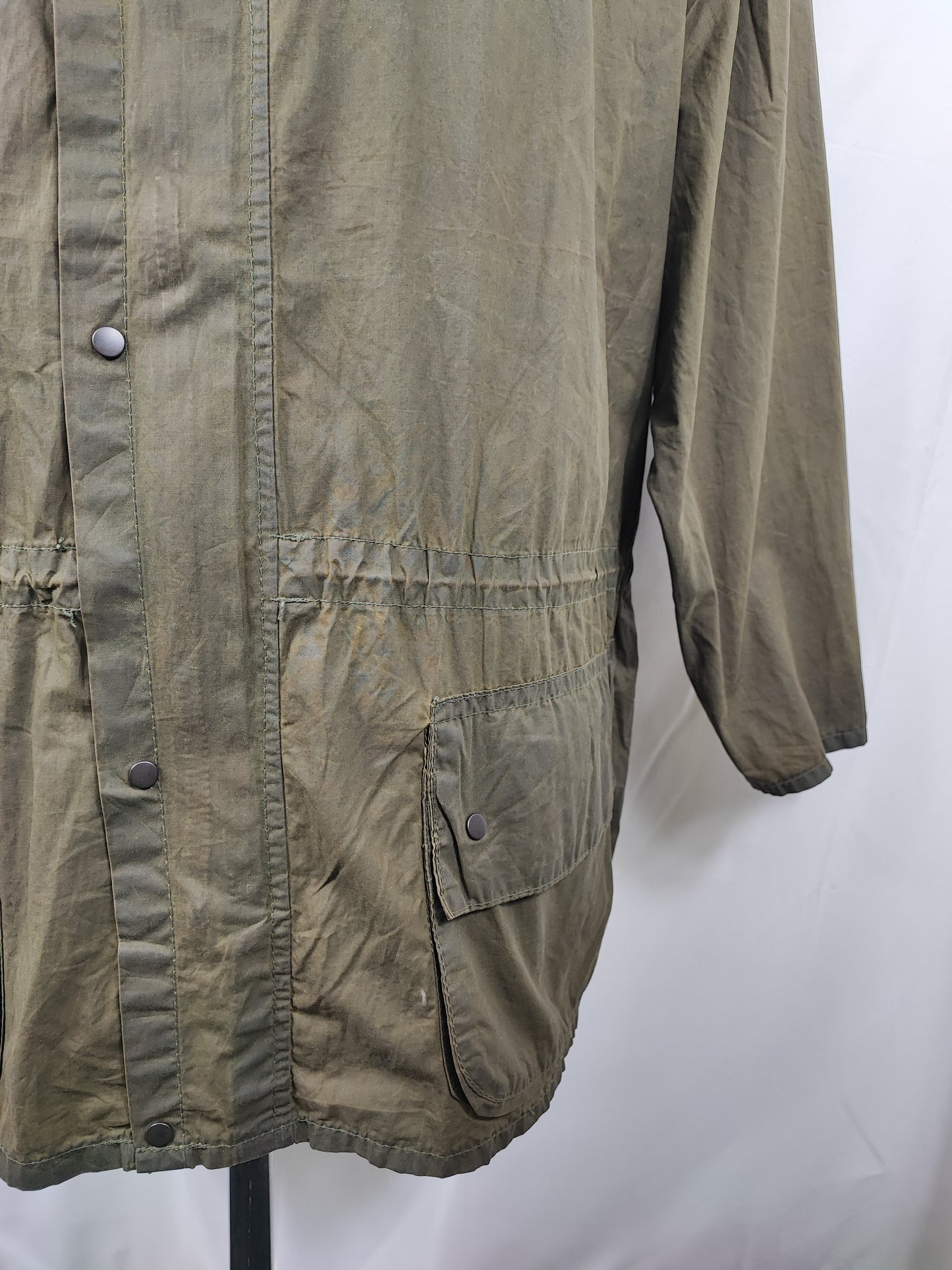 RARO Barbour Durham verde unlined con cappuccio C42/107 cm Green Hooded waxed Durham Large