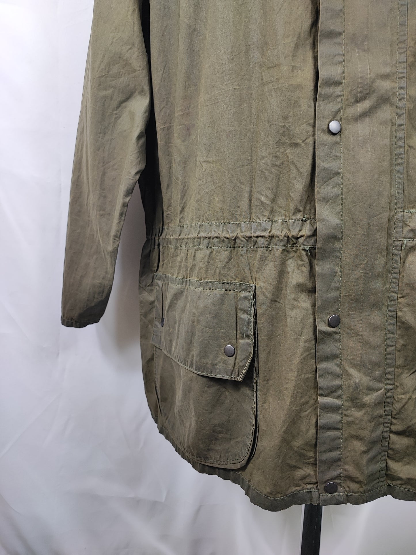 RARO Barbour Durham verde unlined con cappuccio C42/107 cm Green Hooded waxed Durham Large