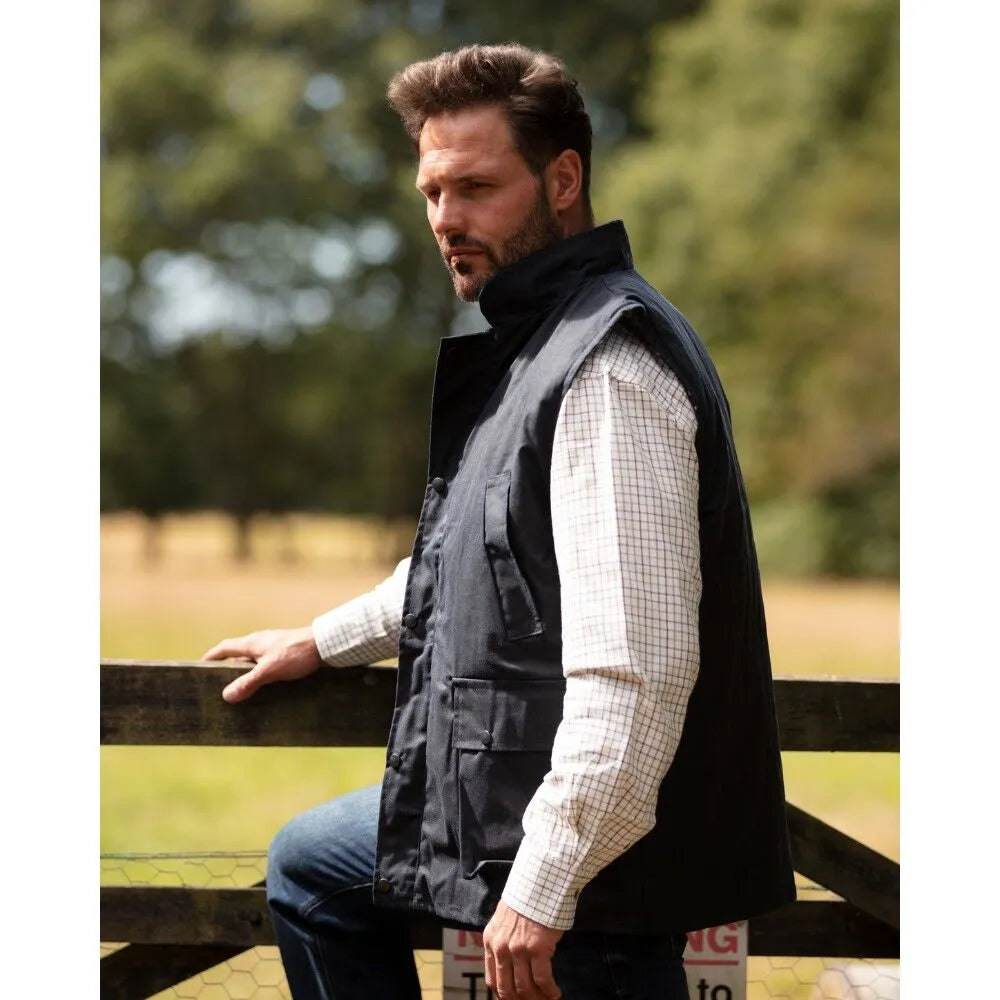 Gilet nuovo da uomo cerato inglese colore blu notte- Man Wax Navy Gilet