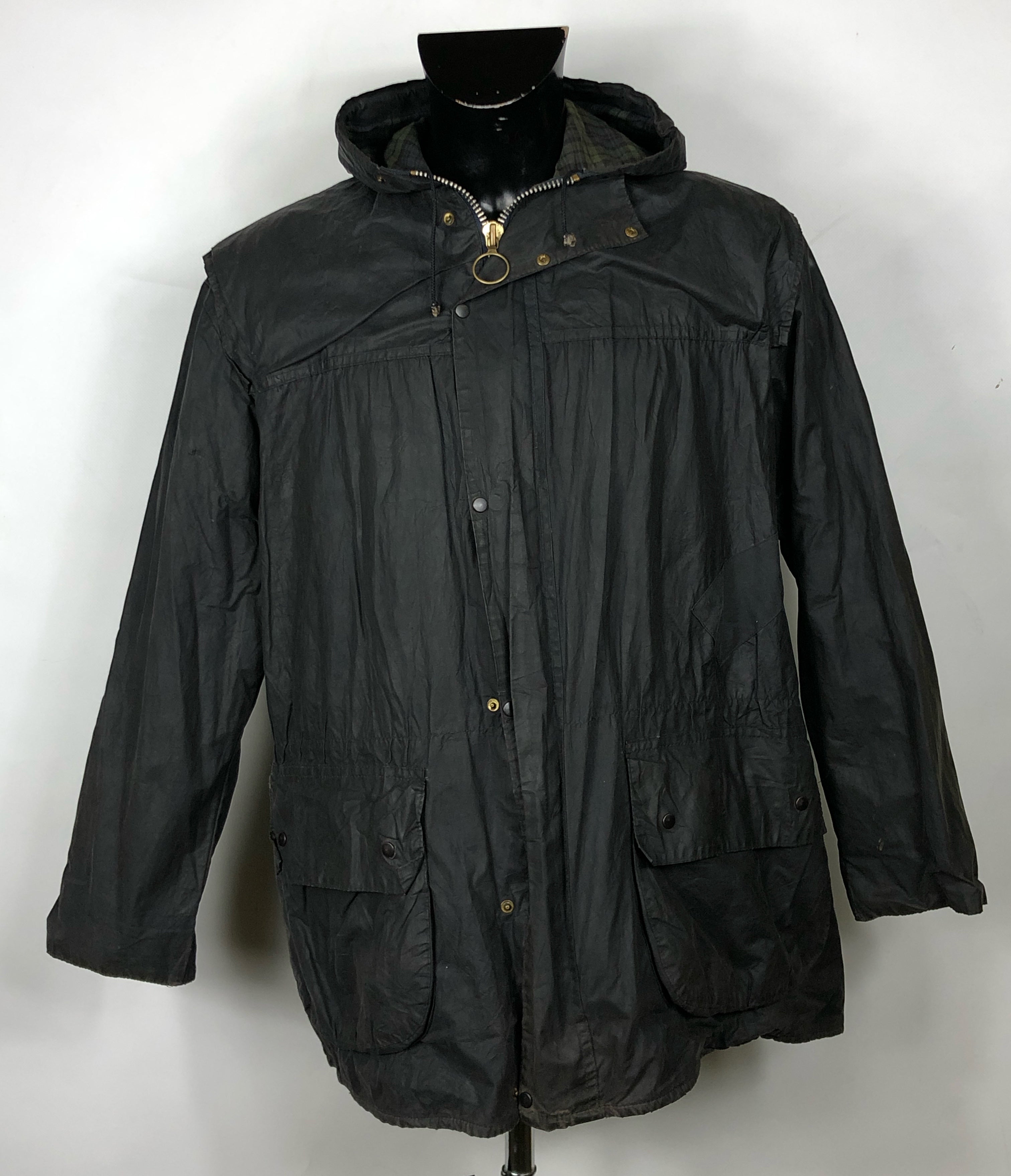 Barbour vintage Durham con cappuccio C38/97 cm Navy Hooded waxed